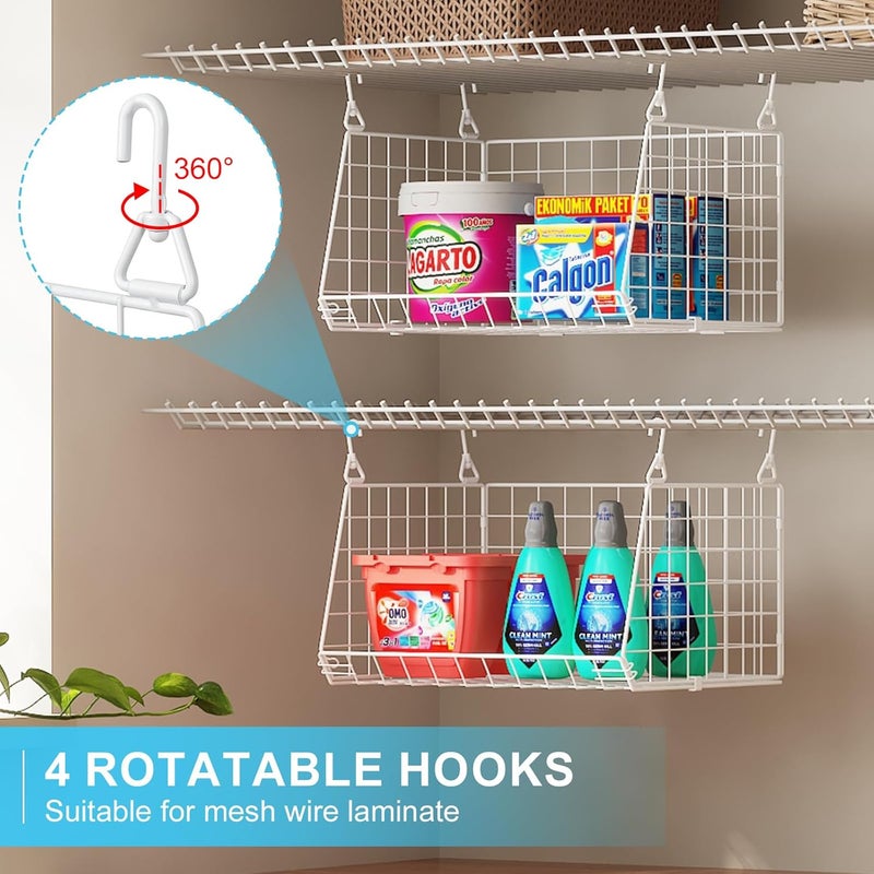 Sonyabecca 3-Tier Hanging Laundry Basket Organizer：Foldable Wire Shelf Laundry Room Organizer with 360°Rotating Hooks Small Space Solutions Closet Hanging Organizer - Laundry Organization, White Patent - Image 2