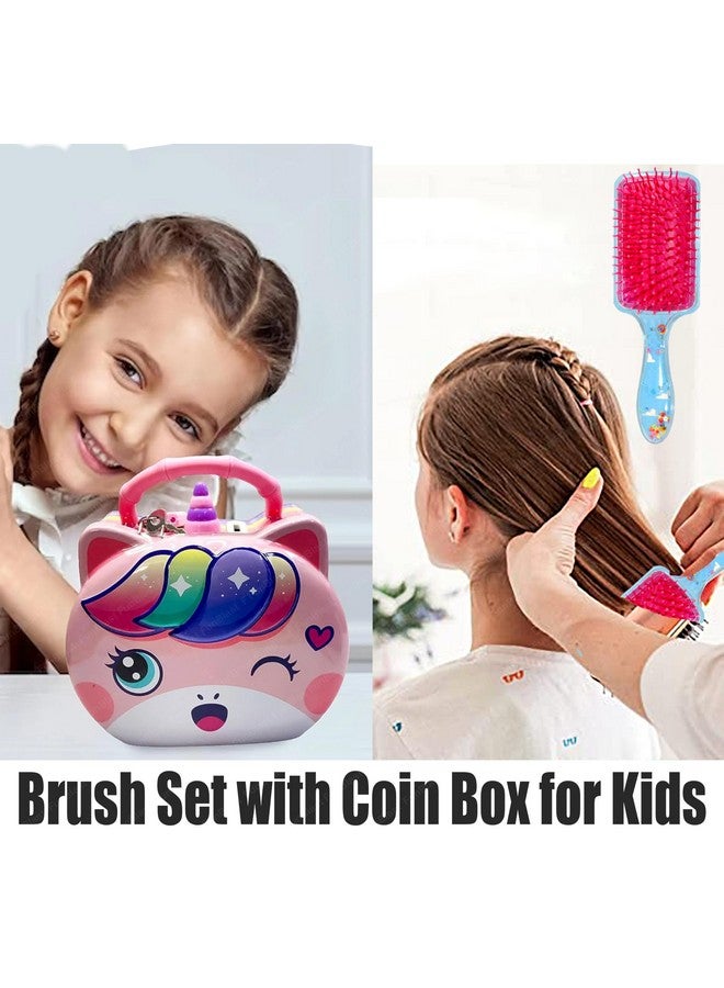 FunBlast Unicorn Comb and Brush Set with Unicorn Coin Box for Kids - Unicorn Glitter Hair Brush Comb for Girls, Cartoon Toy Money Bank for Kids, Girls, Boys (Pack of 2 Pcs; Random Color) - Image 5