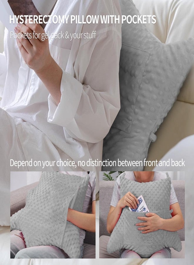 okmaba Hysterectomy Recovery Pillow with Pocket for Ice/Hot Packs, Abdominal Surgery Support Cushion with Adjustable Strap for Women After Hysterectomy or C-Section (Grey) - Image 5