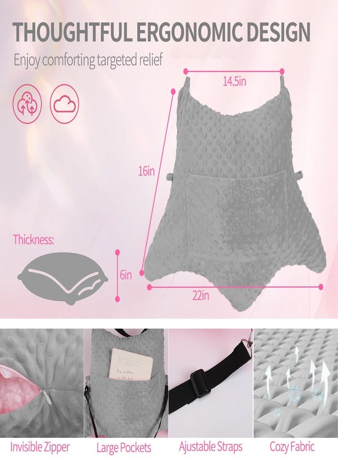okmaba Hysterectomy Recovery Pillow with Pocket for Ice/Hot Packs, Abdominal Surgery Support Cushion with Adjustable Strap for Women After Hysterectomy or C-Section (Grey) - Image 4