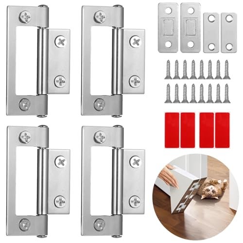 Homaisson 4 PCS Cat Door Silent Hinges with 4 Pcs Kitty Corner Cat Door Hinge SpaceSaving Easy to Operate Ideal for Indoor Kitty Doors - Image 3