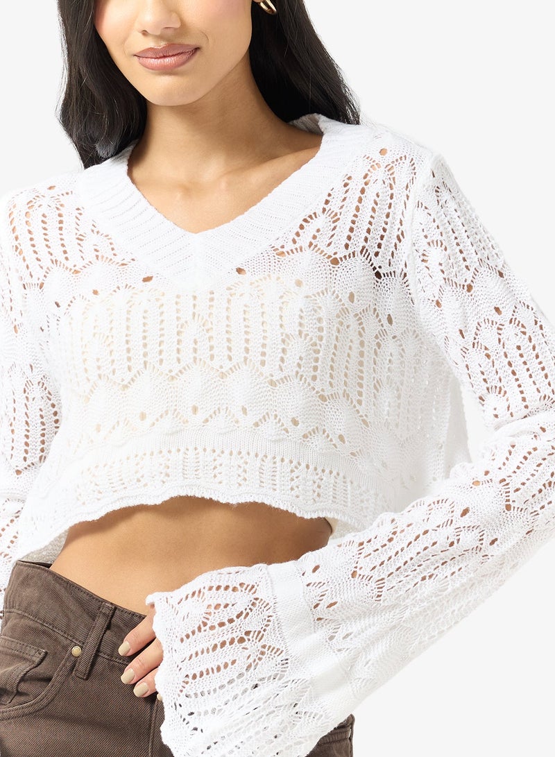 Ginger Crochet Knit Tops - Image 3