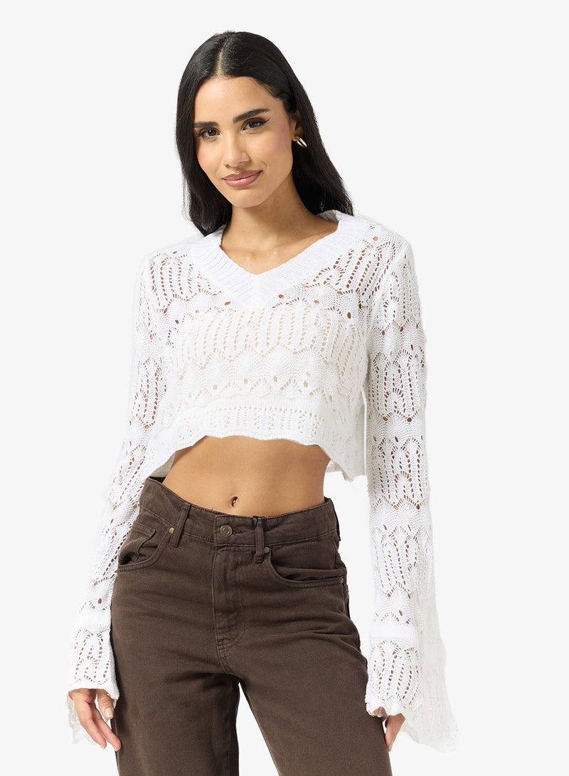 Ginger Crochet Knit Tops - Image 1