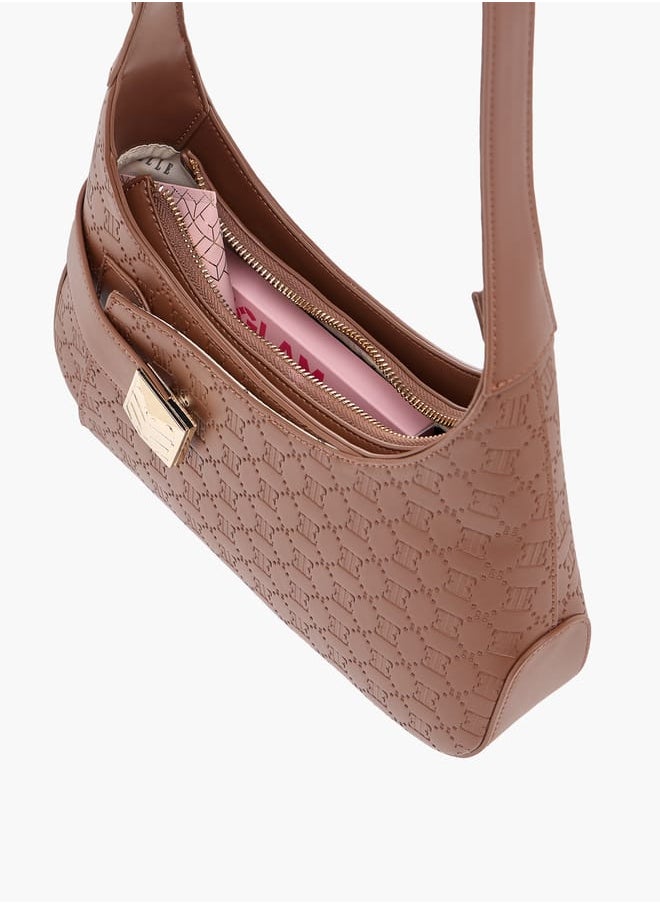 ELLE - Monogram Embossed Shoulder Bag with Adjustable Handle - Image 1