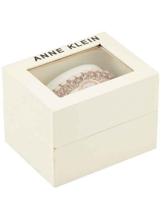 Anne Klein Women's Premium Crystal Accented Rose Gold-Tone Charm Bracelet Watch - Image 5