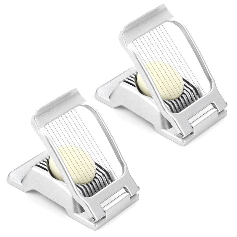 2 Packs Egg SlicerStrawberry Slicers Stainless Steel Wire Egg Slicer for Hard Boiled Eggs Heavy Duty Aluminum Base Metal Egg Cutter for Egg Strawberry Soft Fruit  Food Dishwasher Safe