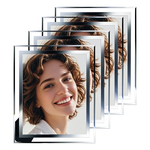 SIMON'S SHOP SIMONS SHOP 4 Pack Picture Frames 8x10 Clear with Silver Trim Frames for 8 x 10 Photographs Wall and Tabletop Frame Set 