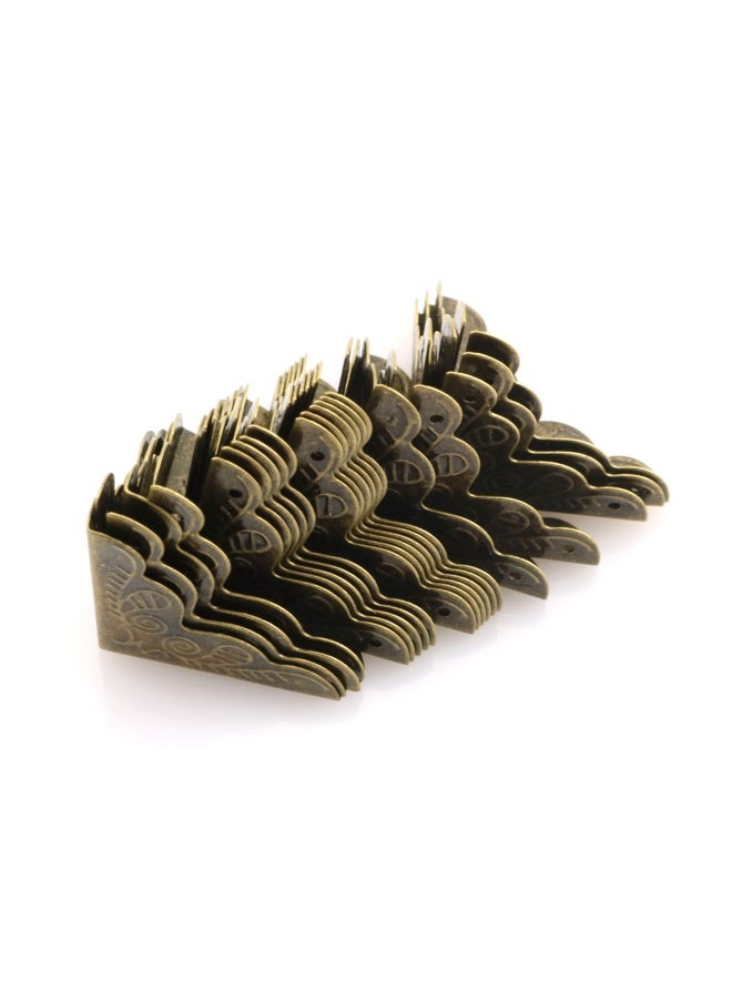 Tegg Box Corner Protector 20 Pieces Antique Brass Triangle Rattan Carved Wood Case Edge Guard - Image 1