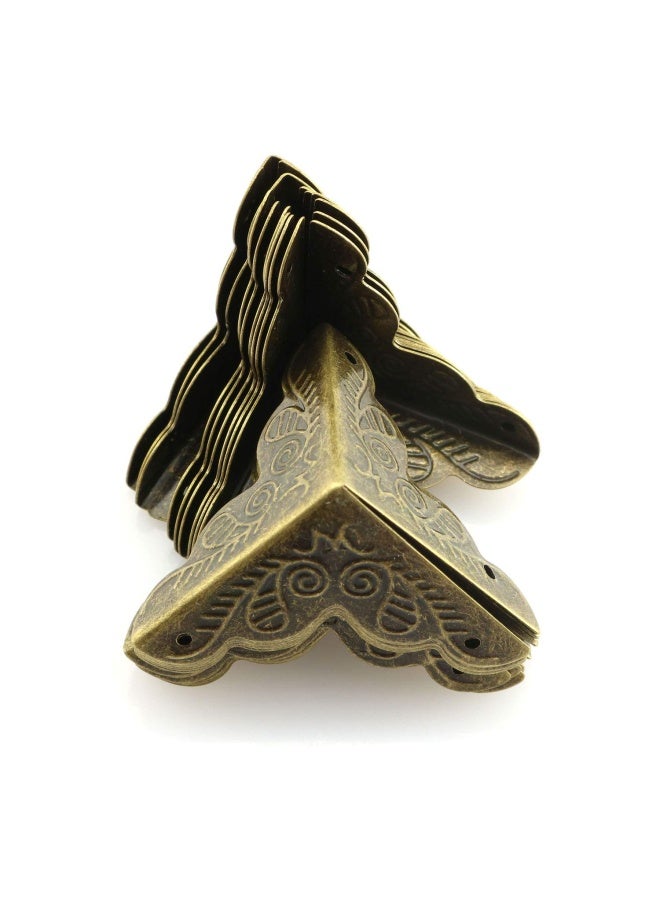 Tegg Box Corner Protector 20 Pieces Antique Brass Triangle Rattan Carved Wood Case Edge Guard - Image 3