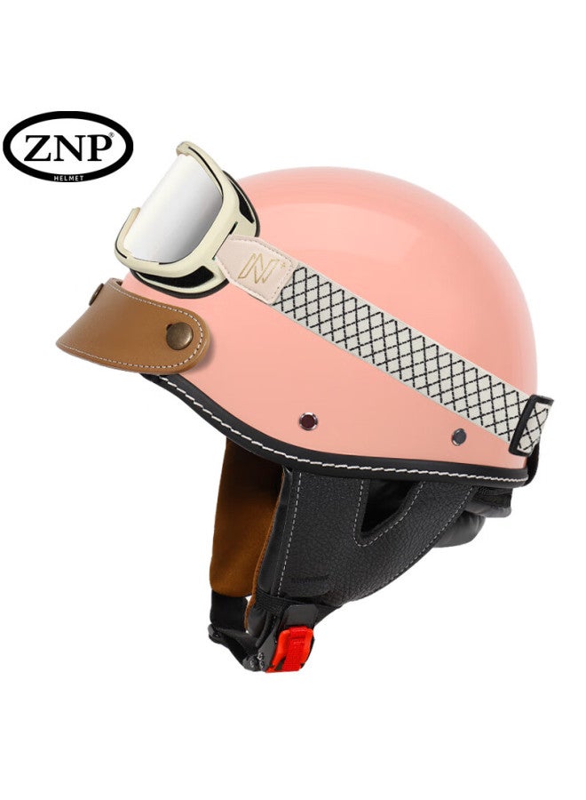 Znp 683 Apricot Pink L Size 3c Summer Retro Harley Motorcycle Four-season Electric Vehicle Helmet