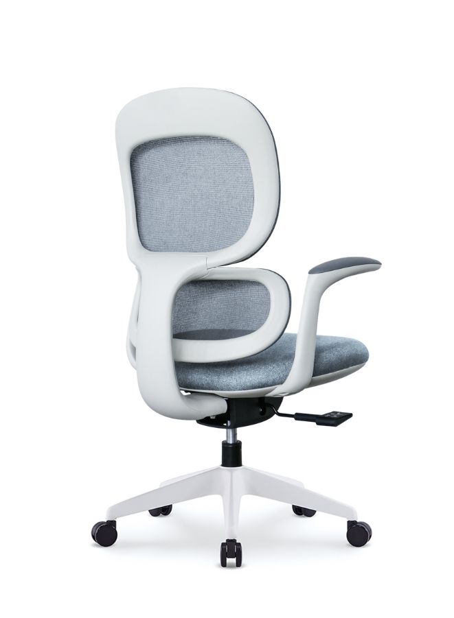 Modern Executive Ergonomic Office Chair with Sliding Seat, White Frame, Height Adjustable, Tilting, and 3-Position Locking for Office and Home Use, Grey - Image 3