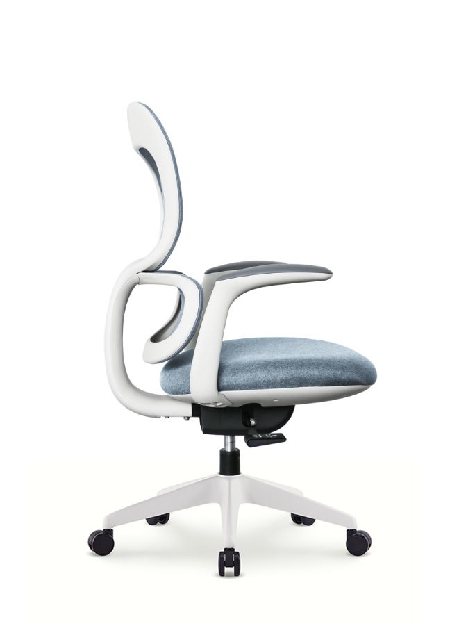 Modern Executive Ergonomic Office Chair with Sliding Seat, White Frame, Height Adjustable, Tilting, and 3-Position Locking for Office and Home Use, Grey - Image 2