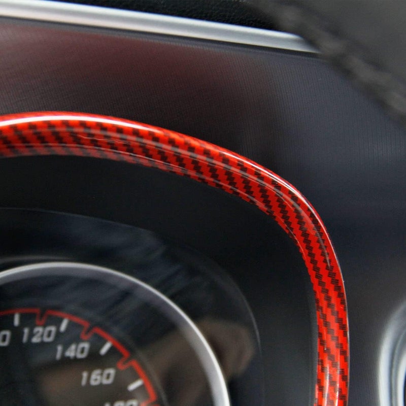 crosselec Carbon Fiber Dashboard Meter Panel Frame Cover Trim Interior Decoration Accessories for Dodge Charger 2015-2021 (Red) - Image 4