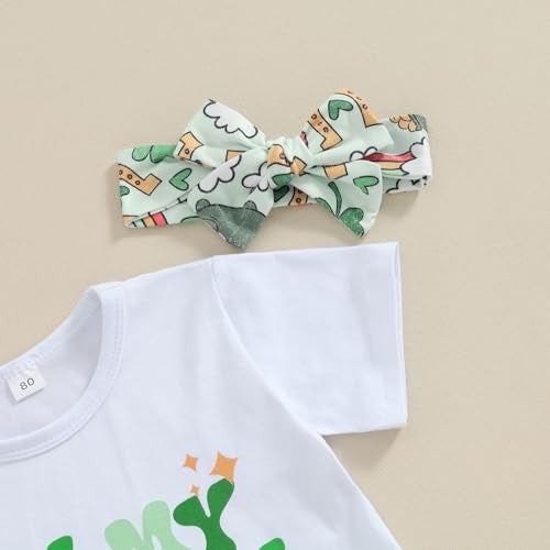 YINGISFITM Toddler Baby Girl St Patricks Outfit Letter Short Sleeve T Shirt Irish Shamrock Bell Bottoms Lucky Clothes (St Patricks Day Outfit Lucky Green, 6-12 Months) - Image 4
