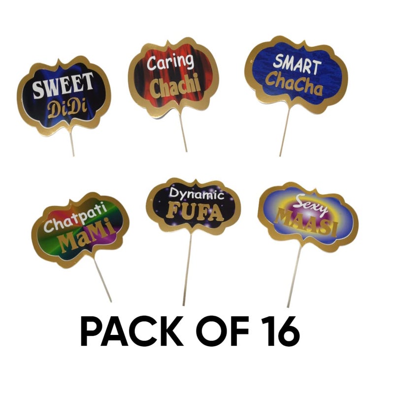 Pop The Party Pop The Party Family Party Photo Props Relationship and Family Get Together Special Wedding Birthday (Multicolor) - Set of 16  - Image 2