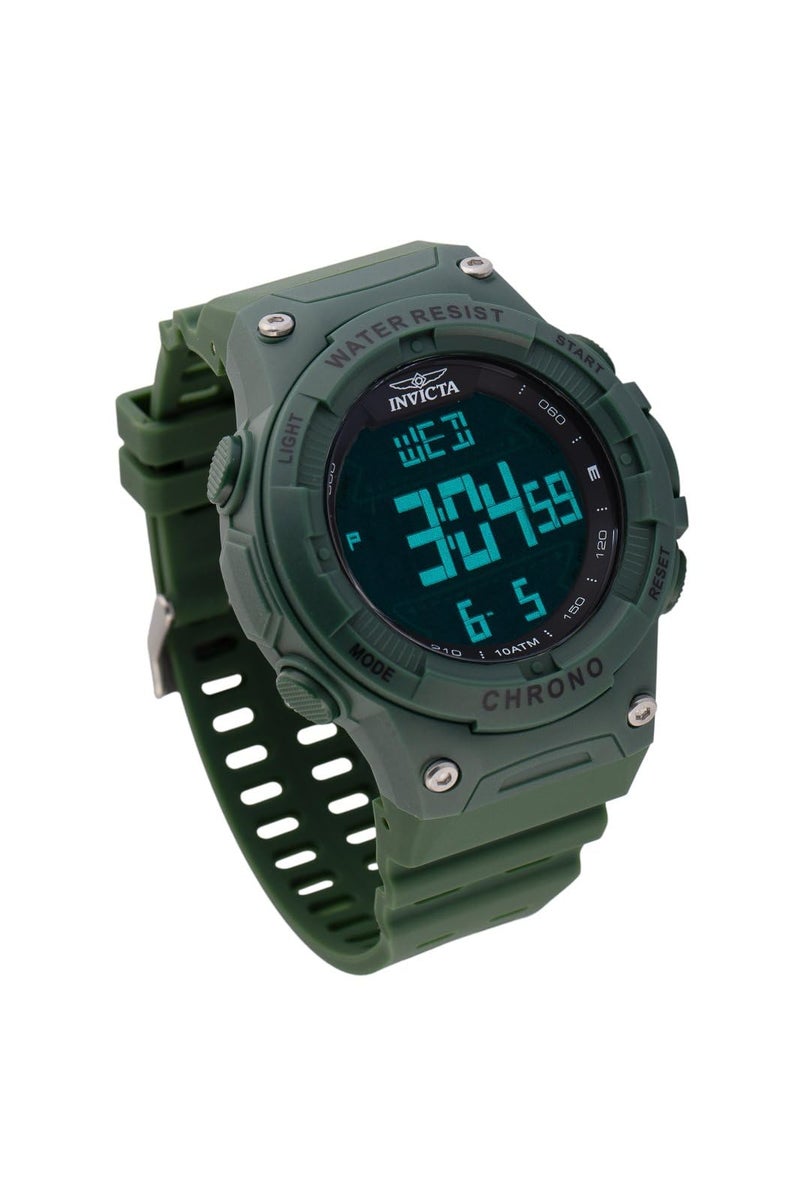 Invicta ساعة إنفيكتا للسباق للرجال 52 مم بلاستيك أخضر بقرص أسود إلكتروني رقمي - Image 4