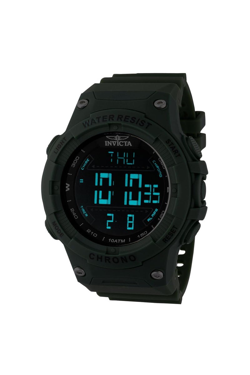Invicta ساعة إنفيكتا للسباق للرجال 52 مم بلاستيك أخضر بقرص أسود إلكتروني رقمي - Image 3