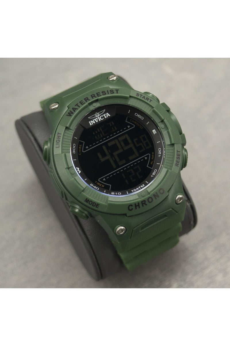 Invicta ساعة إنفيكتا للسباق للرجال 52 مم بلاستيك أخضر بقرص أسود إلكتروني رقمي - Image 2