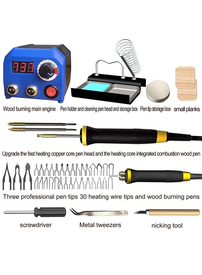 XiuWoo Wood Burner kit offers adjustable temperature control ranging from 200℃ to 750℃,Wood Burning kit with 2 Detachable Wood Burning Tool Pens, 36 Wood burner Tips,professional wood burning kit - Image 2