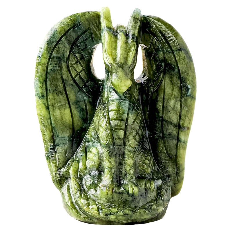 Apengshi Dragon Statue Stone for Teen Natural Crystal Animals Stone Jade Dragon Collectible Figurines, Decorative Animal Statue for Men Women Gifts (Classic Style) - Image 1