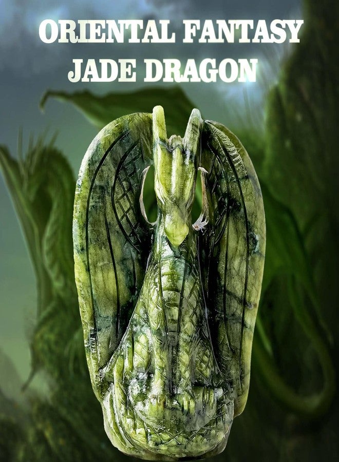 Apengshi Dragon Statue Stone for Teen Natural Crystal Animals Stone Jade Dragon Collectible Figurines, Decorative Animal Statue for Men Women Gifts (Classic Style) - Image 3