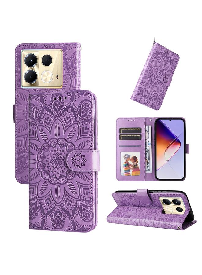 زبون جراب لهاتف Infinix Note 40 5G مصنوع من الجلد المنقوش بنقشة دوار الشمس - Image 1