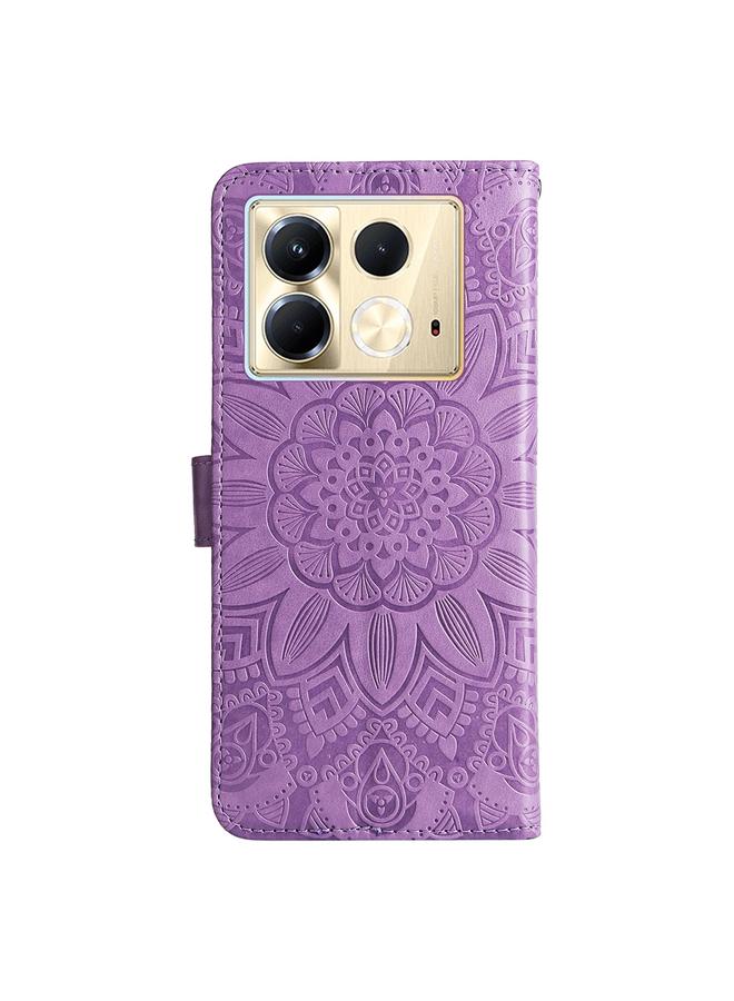 زبون جراب لهاتف Infinix Note 40 5G مصنوع من الجلد المنقوش بنقشة دوار الشمس - Image 3