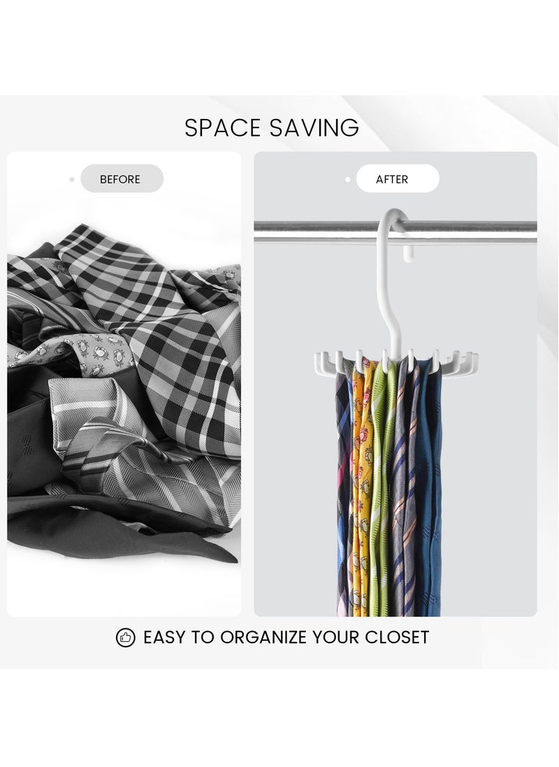 Generic - 4 Piece Rotating Scarf and Tie Rack Adjustable Storage Solution for Belts and Accessories in White - Image 1