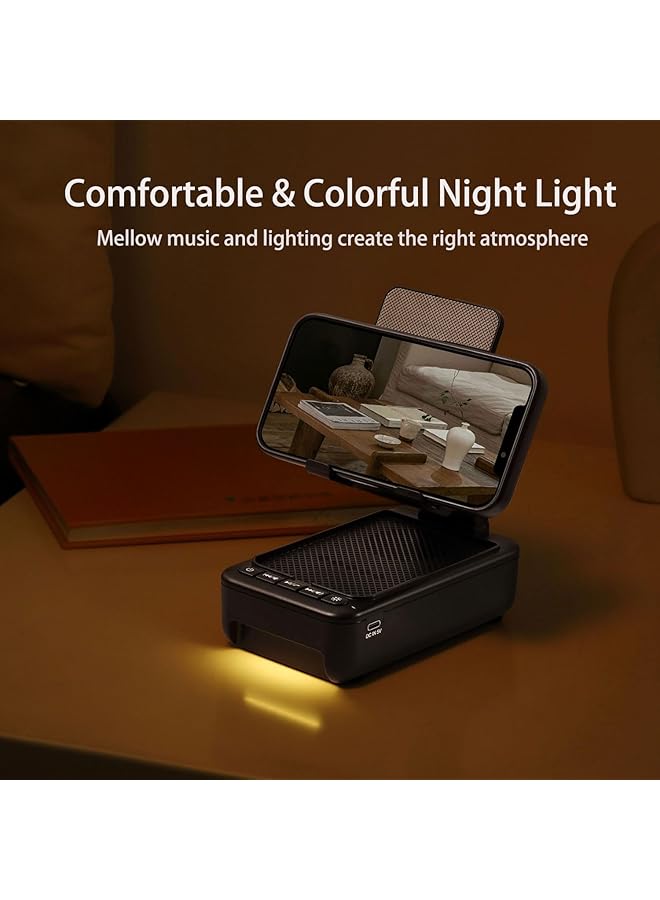 erorex Cell Phone Stand With Wireless Bluetooth Speaker And Led Color Changing Light Wireless Bluetooth Speaker Tablet Holder Kitchen Gadgets Desk Mic Charging Stand Compatible For Phones And Tablet  - Image 3