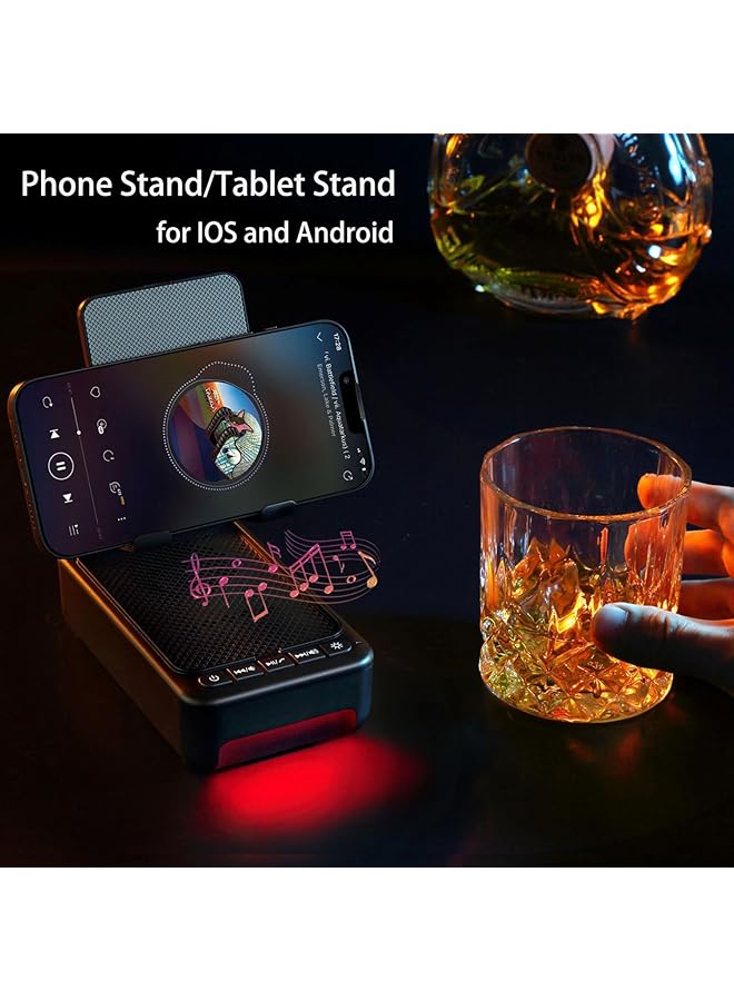 erorex Cell Phone Stand With Wireless Bluetooth Speaker And Led Color Changing Light Wireless Bluetooth Speaker Tablet Holder Kitchen Gadgets Desk Mic Charging Stand Compatible For Phones And Tablet  - Image 2