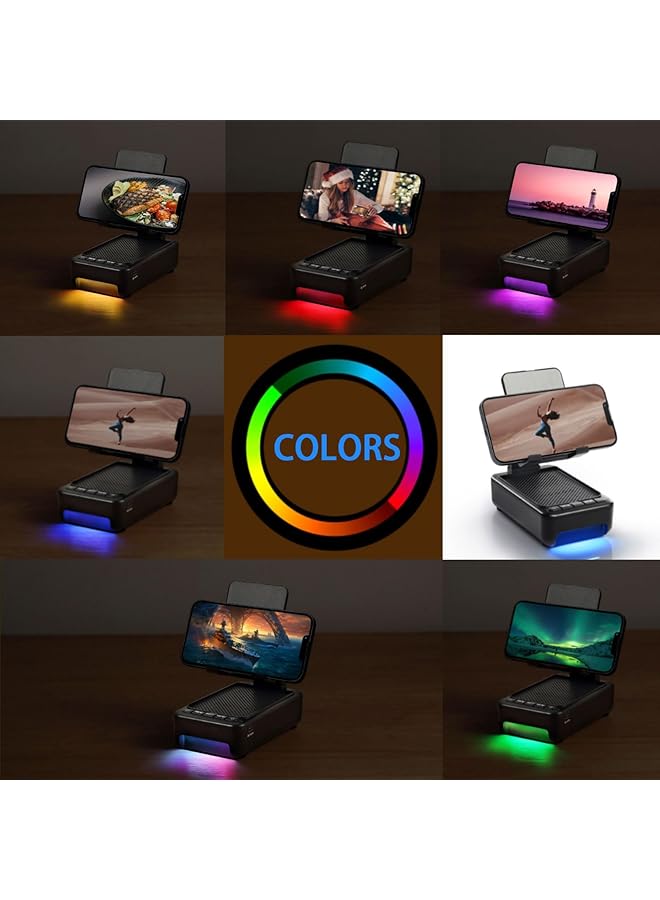 erorex Cell Phone Stand With Wireless Bluetooth Speaker And Led Color Changing Light Wireless Bluetooth Speaker Tablet Holder Kitchen Gadgets Desk Mic Charging Stand Compatible For Phones And Tablet  - Image 5