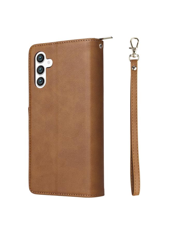 اس-توب جراب لهاتف Samsung Galaxy S24+ 5G مزود بـ 9 فتحات للبطاقات وحقيبة محفظة بسحاب وحافظة جلدية للهاتف - Image 3