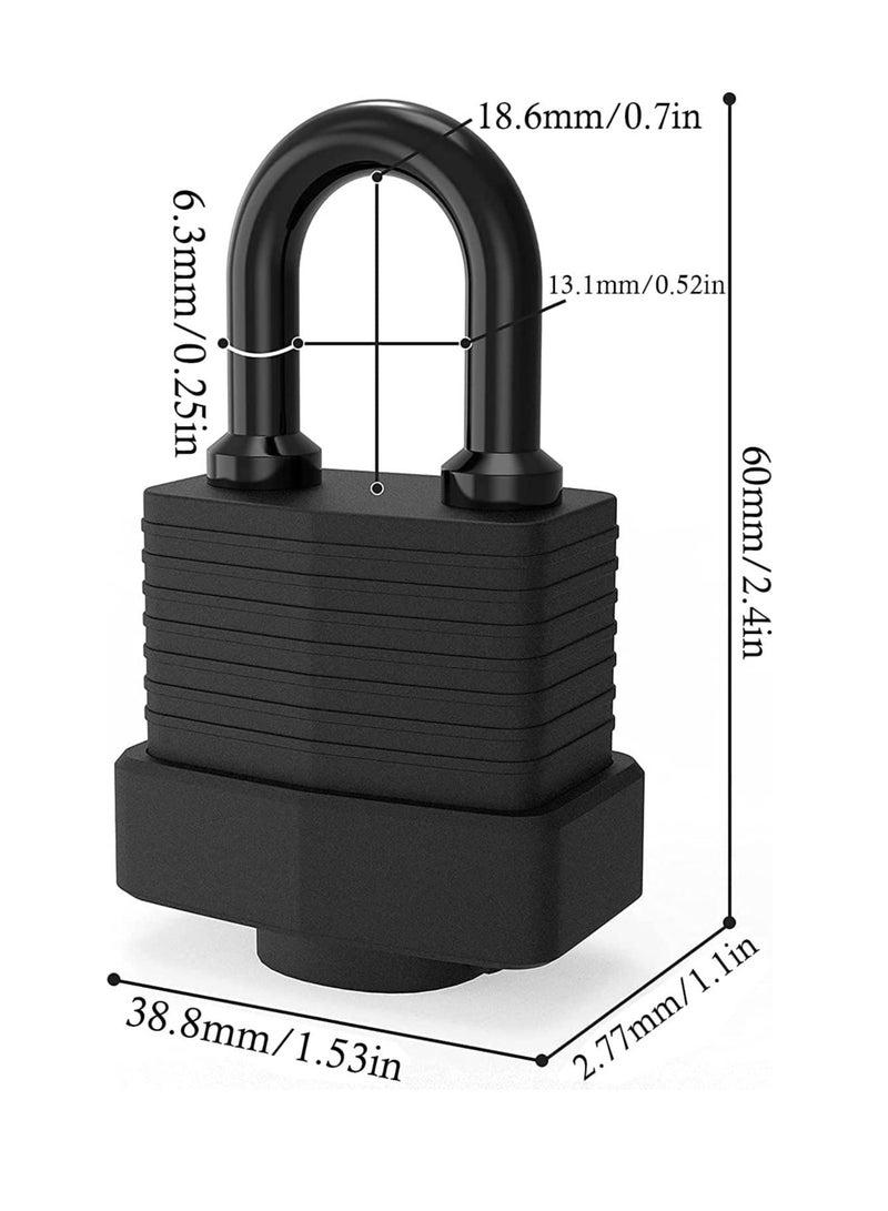 Zikra Padlock with Key [2 Pack] [3 Keys] Key Padlock Weatherproof Outdoor Waterproof Lock 30mm Heavy Duty Padlocks Anti-Cut - Image 3