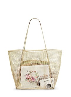 Mesh Beach Bag for Women, Large Tote Bag Lightweight Foldable Beach Tote with Zipper Pocket for Women Vacation Beach Pool Trip