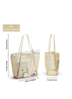 SYOSI Mesh Beach Bag for Women, Large Tote Bag Lightweight Foldable Beach Tote with Zipper Pocket for Women Vacation Beach Pool Trip  - Image 4