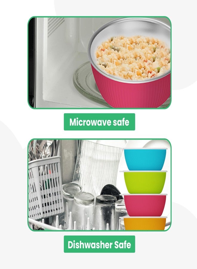 Jayour Kids Stainless Steel Bowls with Anti-Slip Silicone Sleeves | Dishwasher Safe | Premium Toddler Bowls for Eating | Perfect for Toddlers & Kids - Set of 4 - Image 4