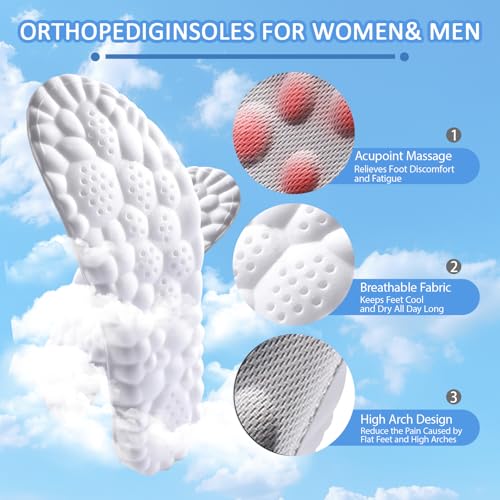 DWTWLE 4D Cloud Insoles for Men and Women Memory Foam Cloud Insoles Super Soft AntiFatigue Shock Absorption Relieve Foot Pain Gray Women US 59 - Image 5