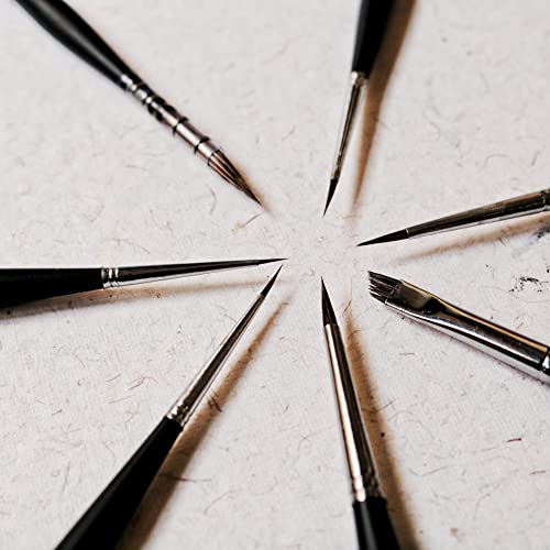 Artright Miniature Fine Detailing Thin Brush Set of 7pcs, Brushes for Acrylic, Oil, Watercolor & Gouche Painting, Useful for Beginner & Professional, Wooden Handle Synthetic Bristle - Image 5