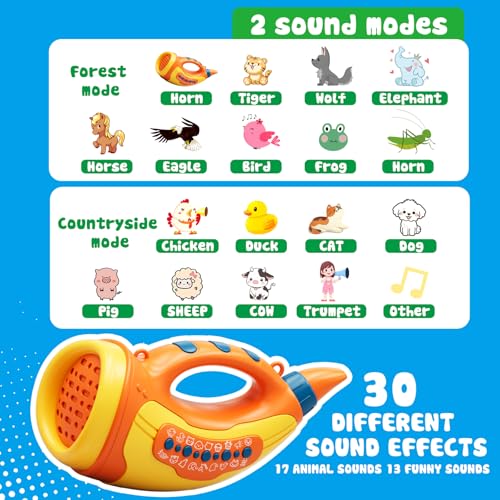 Aooess Voice Changer Toy for Kids 57 Animal Sounds Horn 30 Fun Sound Effects Lights Voice Changer Device Kids Hunting Toys Nature Exploration Outdoor Toys for Boys Girls Ages 38 Olds Orange - Image 5