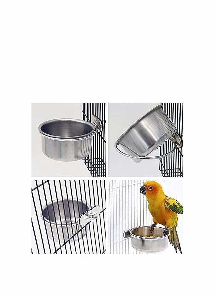 Y&D 2 Pack Bird Cage Food Water Dispenser Parrot Dish Feeder Cup for Cage, Stainless Steel Holder Container Macaws Ferret Parakeet Cockatiel Budgerigar  - Image 2