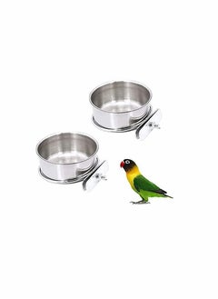 Y&D 2 Pack Bird Cage Food Water Dispenser Parrot Dish Feeder Cup for Cage, Stainless Steel Holder Container Macaws Ferret Parakeet Cockatiel Budgerigar  - Image 1