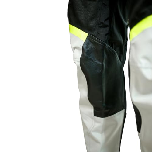 Raida Men Trailcraft Off-Road Mid Rise Straight Fit Pants | MX & Trail Ride | Lightweight | Abrasion-Resitant Fabric | Heat Sheild Panel | (M, Grey/Hiviz) - Image 2