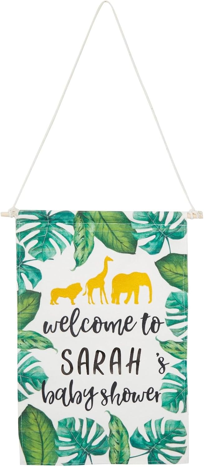 Sparkle and Bash Custom Safari Baby Shower Decorations Canvas Welcome Sign with Sticker Sheets 3 Pieces - Image 5