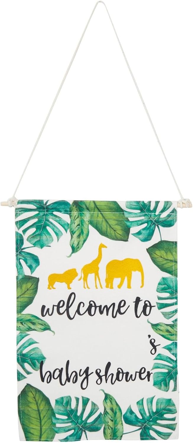 Sparkle and Bash Custom Safari Baby Shower Decorations Canvas Welcome Sign with Sticker Sheets 3 Pieces - Image 4
