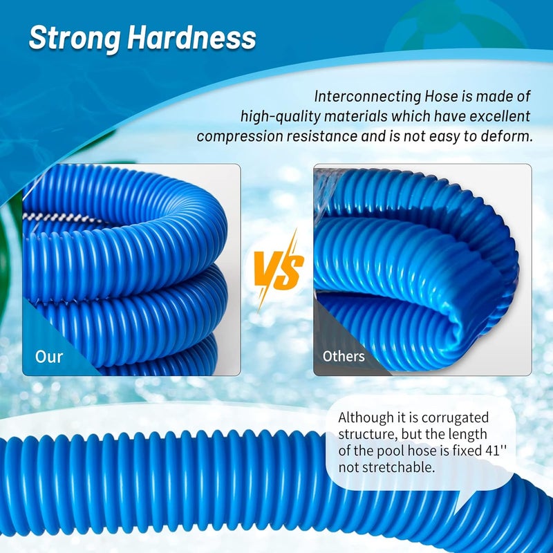 IDEASURE Pool Pump Replacement Hose, 1.25 x 41 Inch Above Ground Pool Hose Compatible with Intex Filter Pump 607, 637, 3 pack 1 1/4 Pool Hoses Replacement Include 6 Hose Clamps - Image 3