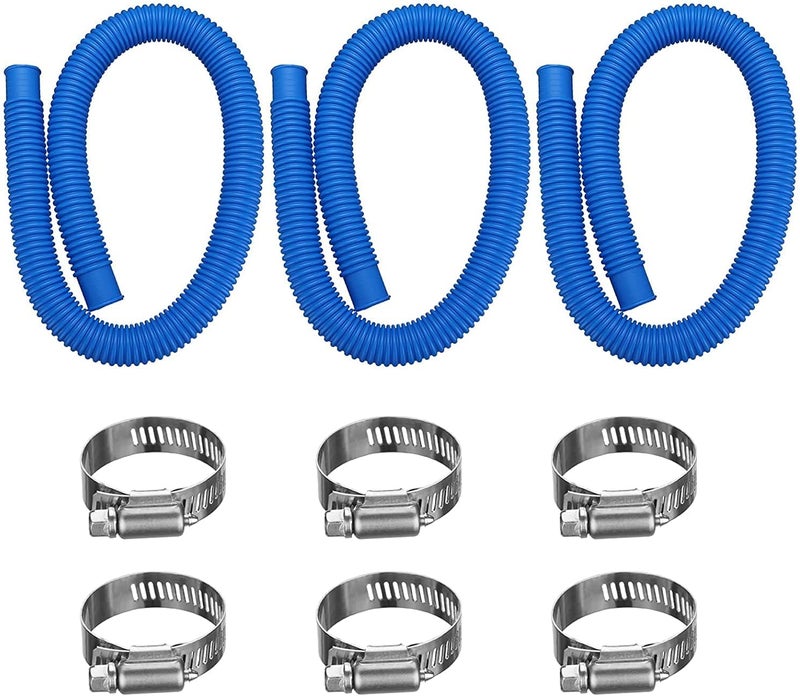 IDEASURE Pool Pump Replacement Hose, 1.25 x 41 Inch Above Ground Pool Hose Compatible with Intex Filter Pump 607, 637, 3 pack 1 1/4 Pool Hoses Replacement Include 6 Hose Clamps - Image 1
