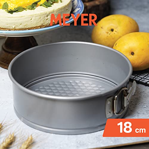 Meyer Bakemaster Carbon Steel Non Stick Springform Cake Tin | Baking Pan | Round Cake Mould | Cake Tin Small | Cake Tray for Baking | Removable Cake Mould | Spring Form pan, 18cm, Grey - Image 2