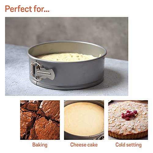 Meyer Bakemaster Carbon Steel Non Stick Springform Cake Tin | Baking Pan | Round Cake Mould | Cake Tin Small | Cake Tray for Baking | Removable Cake Mould | Spring Form pan, 18cm, Grey - Image 3