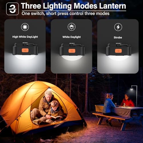 FLY2SKY Rechargeable Camping Lights FLY2SKY 2Pcs Black Tent Lights Mini Flashlight Portable LED Camping Lantern Survival Gear Camping Accessories for Hiking Backpacking Fishing Hurricane Emergency Outage - Image 5