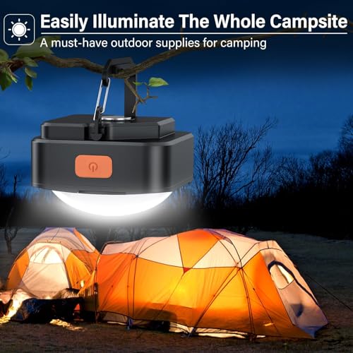 FLY2SKY Rechargeable Camping Lights FLY2SKY 2Pcs Black Tent Lights Mini Flashlight Portable LED Camping Lantern Survival Gear Camping Accessories for Hiking Backpacking Fishing Hurricane Emergency Outage - Image 3